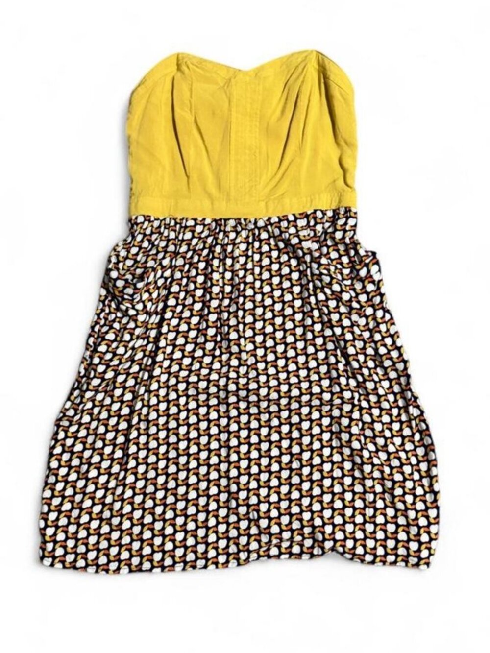 Xhilaration Yellow Black White Strapless Summer Dress with Pockets M